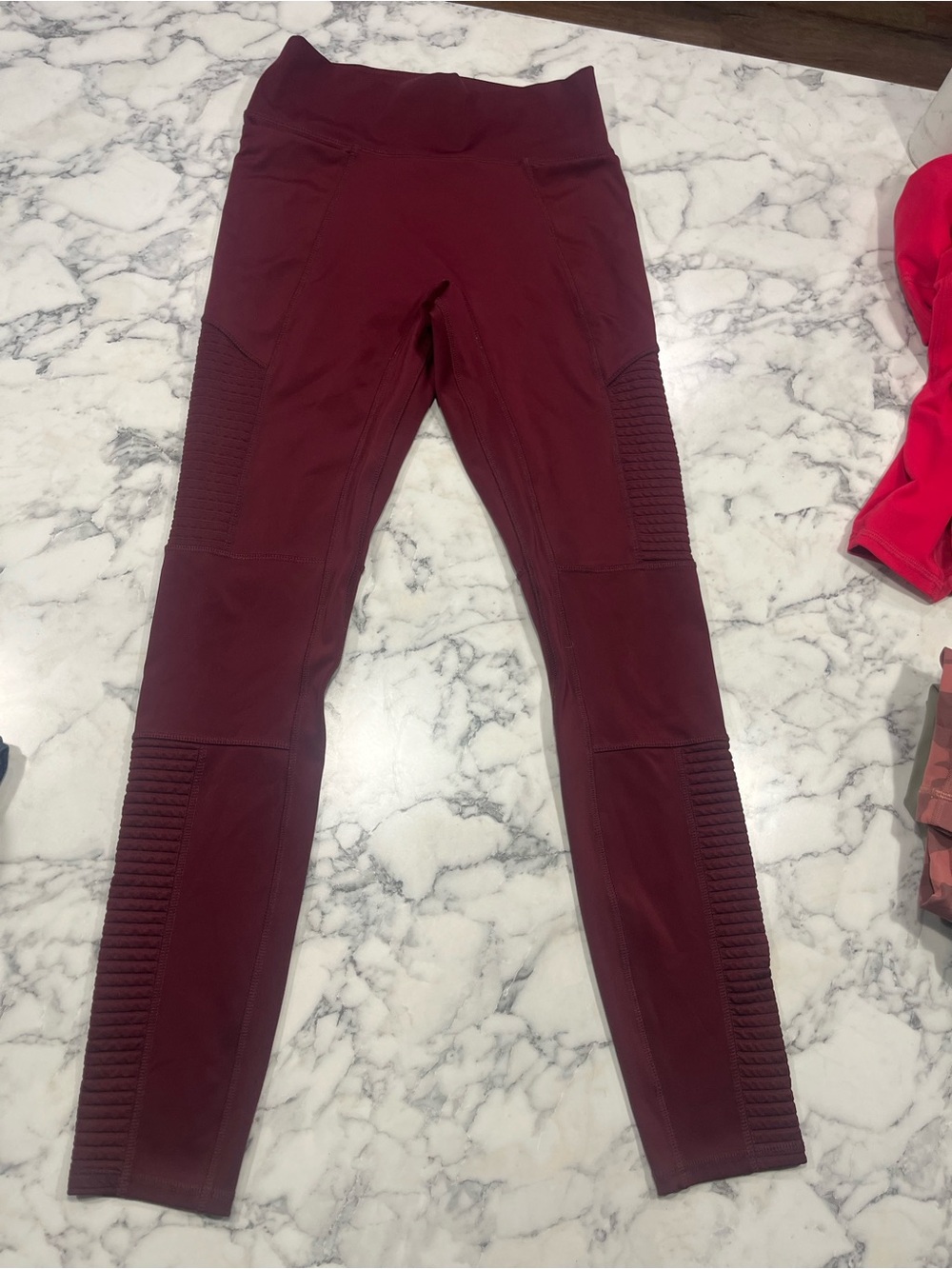 Fabletics medium Burgundy Ribbed Leggings